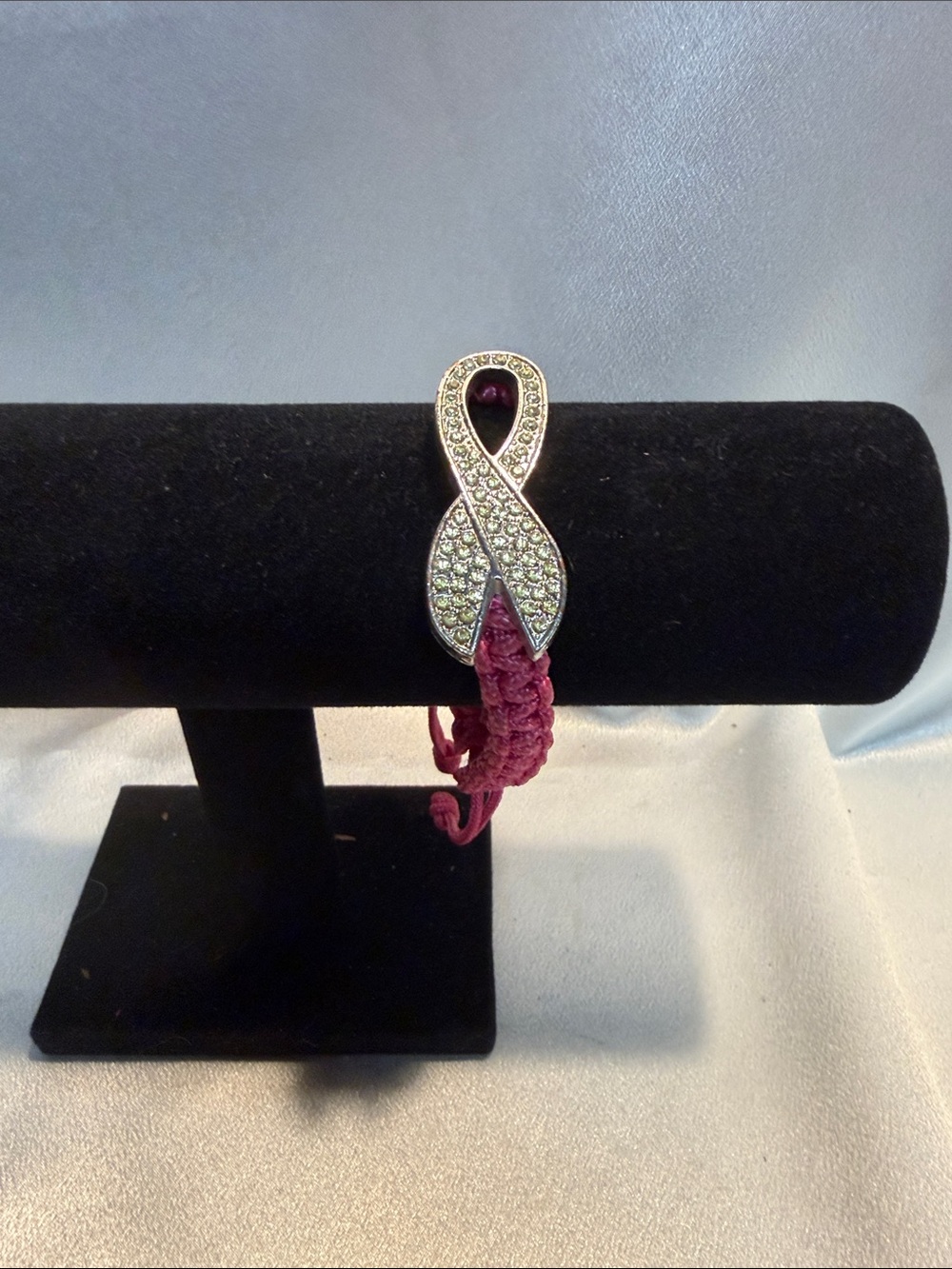 Source Unknown Pink Crystal Ribbon Macramé Bracelet
